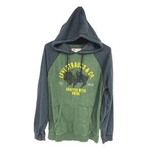 Levis Pullover Hoodie Sweatshirt Big Logo with Buffalo Print Size M